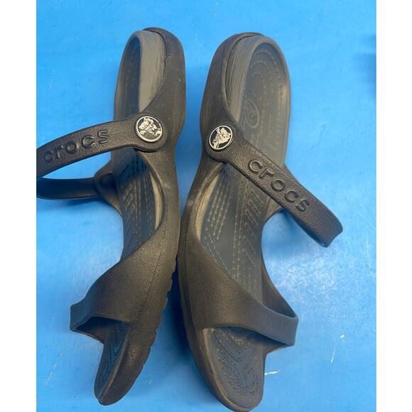 CROC Black 2 Strap Spa, Pool, Comfortable SANDALS Flip Flop Women Size 6 - Picture 8 of 10